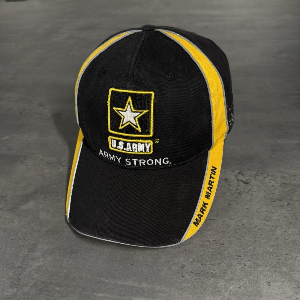 Mark Martin US Army Hat Black Yellow Racing NASCAR Dale Earnhardt Jr Adjustable‎
